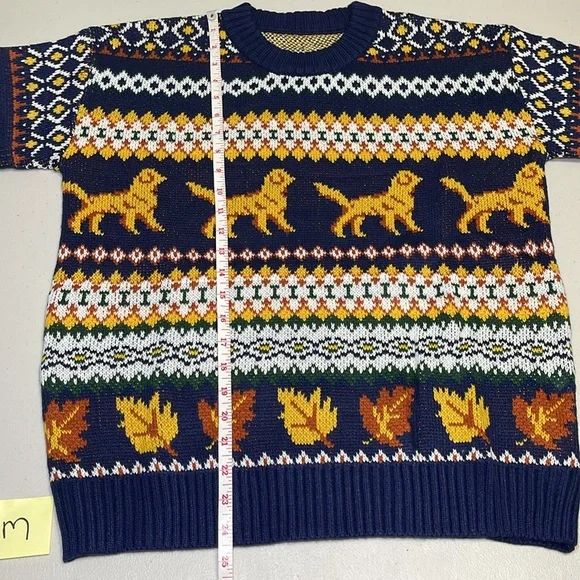 NEW Golden Autumn Sweater - Fall Golden Retriever Fair Isle Knit - KJP Blue - Picture 7 of 8